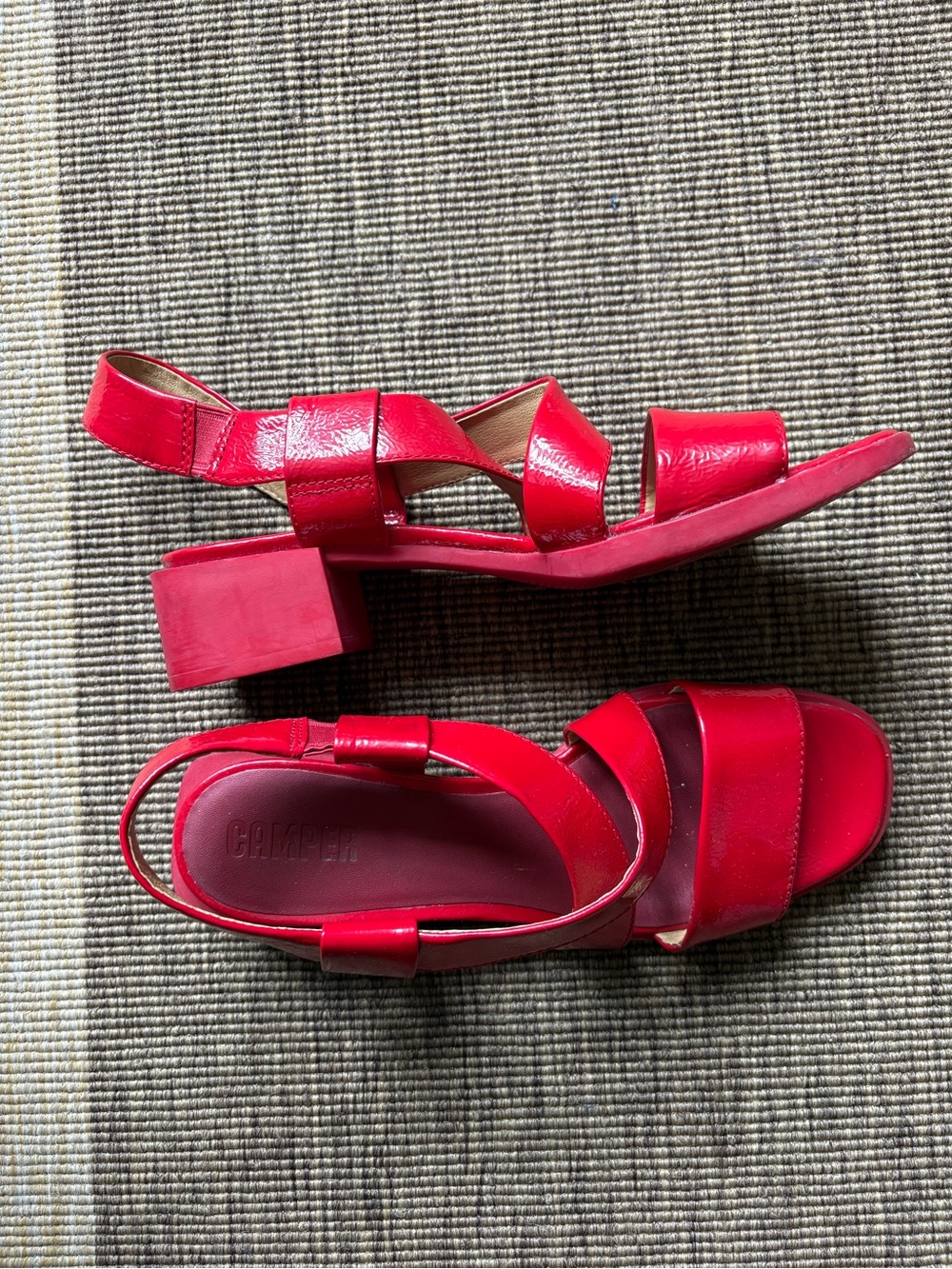 Camper Kobo Red Leather Block Heel Sandals - size 6/eu 36